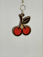 Cherries Engraved Wood Earrings Drop Dangle Gloss Details Cottagecore Boho