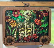 Halloween Skeleton Flowers Floral Stained Glass Effect Sun Catcher Suncatcher