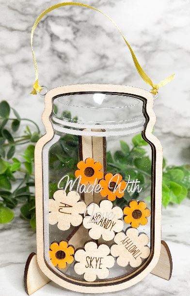 Flower Mason Jar - Personalized