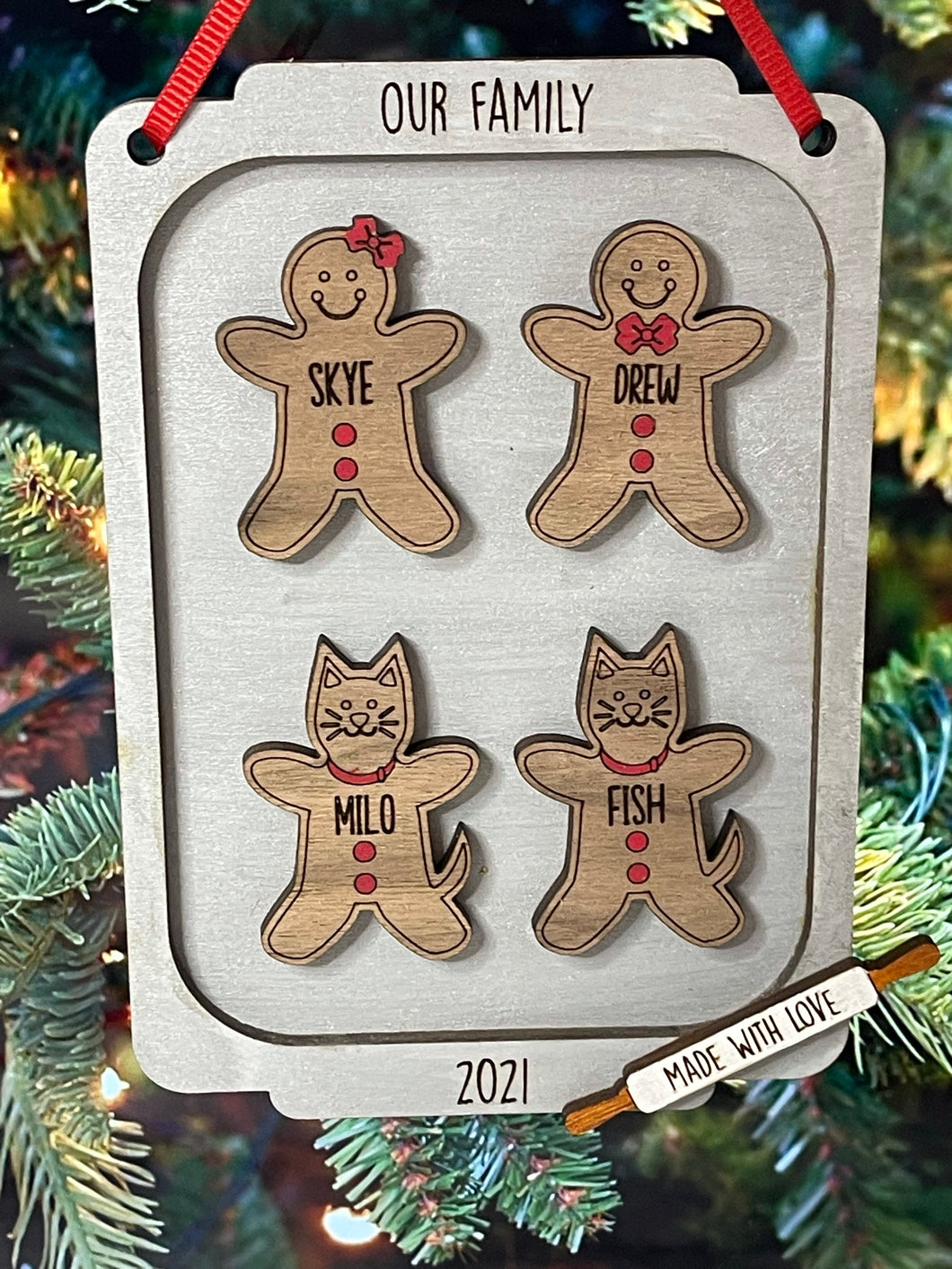 Christmas Gingerbread Cookie Ornament Personalized Inc Cat Dog Cookie Sheet Kitchen Bake Herber Studios