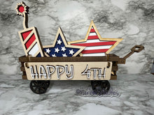 Load image into Gallery viewer, DIY Kit Wagon 4th July Patriotic Independence Tiered Tray Shelf Sitter

