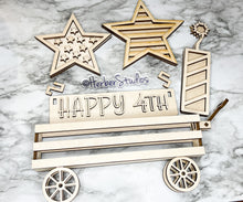 Load image into Gallery viewer, DIY Kit Wagon 4th July Patriotic Independence Tiered Tray Shelf Sitter
