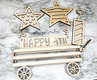 DIY Kit Wagon 4th July Patriotic Independence Tiered Tray Shelf Sitter
