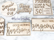 Load image into Gallery viewer, Bath Spa Tier Tray DIY Wood Kit - Soap Decor - Tiered Signs - Wood Craft Bathroom
