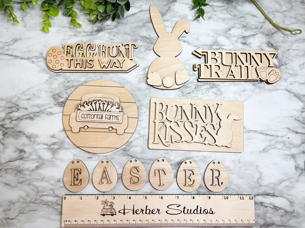 Easter Tier Tray Wood Blanks DIY Wood Kit - Holiday Kitchen Decor - Tiered Signs - Wood Craft Herber Studios Wood Blanks