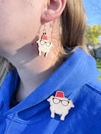 Friends Giving Friendsgiving Thanksgiving Turkey Fez Sunglasses Earring & Pin Set