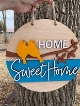 Load image into Gallery viewer, Home Sweet Home Birds Round Sign Wood Multi Layer Spring Summer
