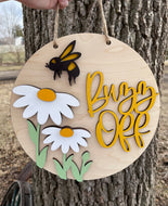 Buzz Off Bee Daisy Summer Sign Door Hanger