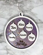 Personalized Wood Christmas Bauble Ornament - Choice of Color & Glitter Background
