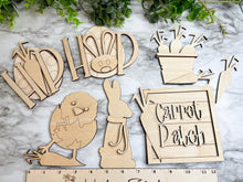 Load image into Gallery viewer, DIY Easter Bunny Chick Tier Tray Wood Kit - Easter Egg Hip Hop Carrot Patch Holiday Kitchen Decor - Tiered Signs - Wood Craft Herber Studios
