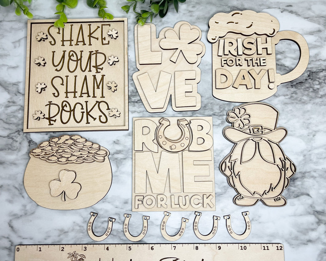 St Patrick's Day Tier Tray DIY Wood Blanks Kit - Holiday Kitchen Decor - Tiered Signs - Wood Craft Herber Studios St Pats