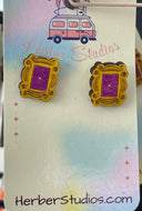 Friends Picture Frame Door Peep Hole Stud Earrings