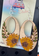 Sunflower Open Drop Earrings Teardrop