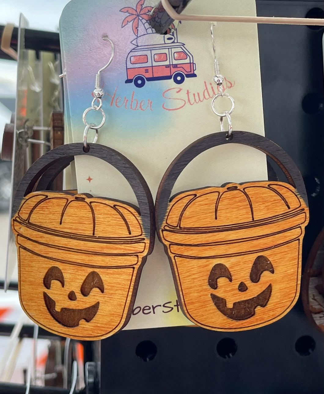 McBucket Halloween Trick or Treat Pumpkin Bucket Earrings