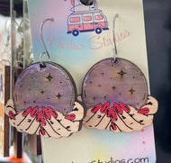 Halloween Crystal Ball and Hands Earrings - Drop Dangle