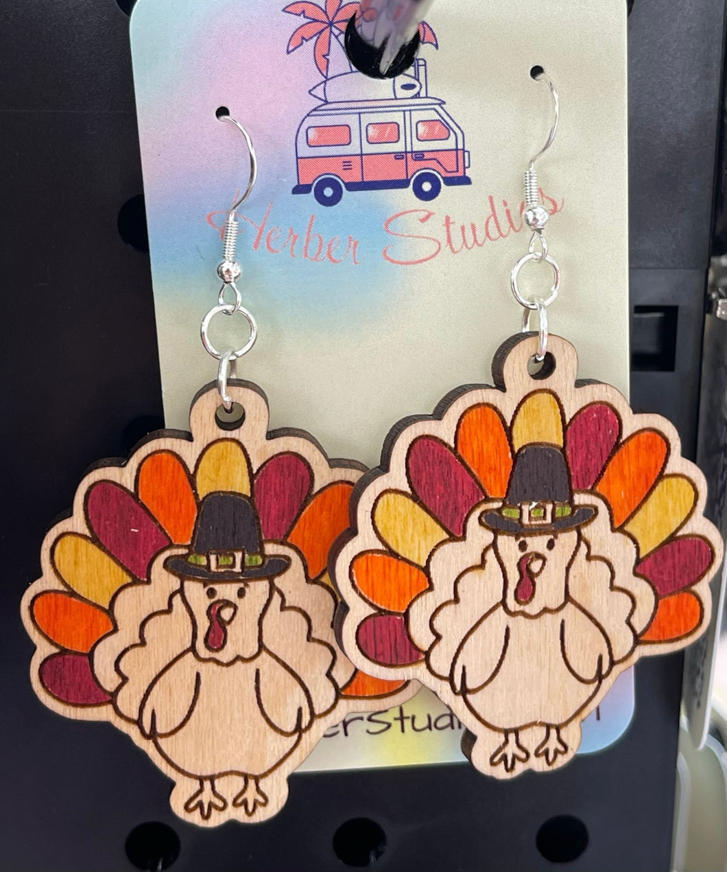 Thanksgiving Turkey Earrings - Drop Dangle