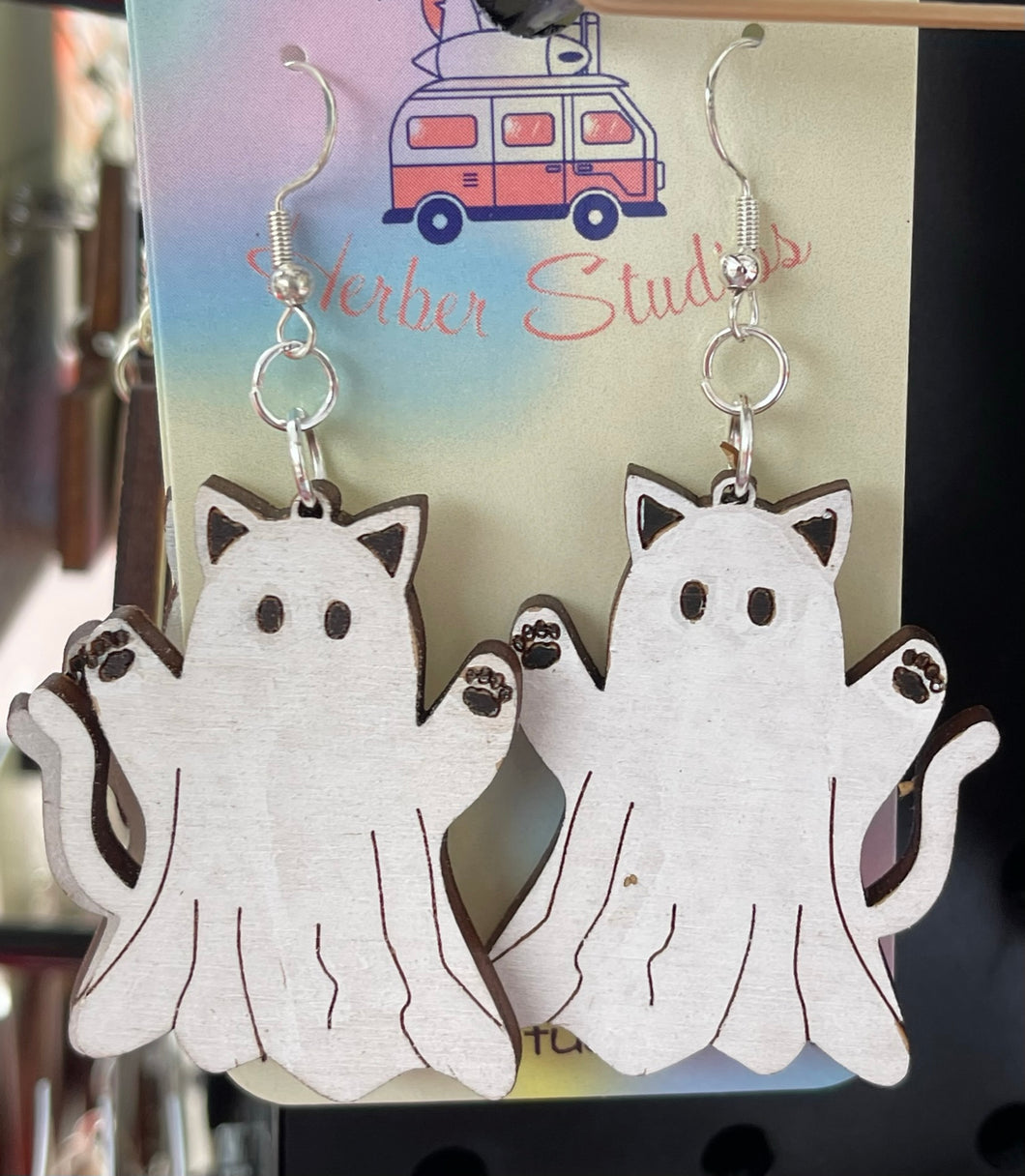 Halloween Ghost Cat Earrings