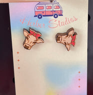 Cow Holstein Red Bandana Earring Studs