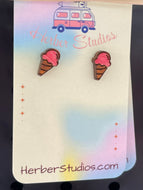 Single Scoop Ice Cream Cone Stud Earrings