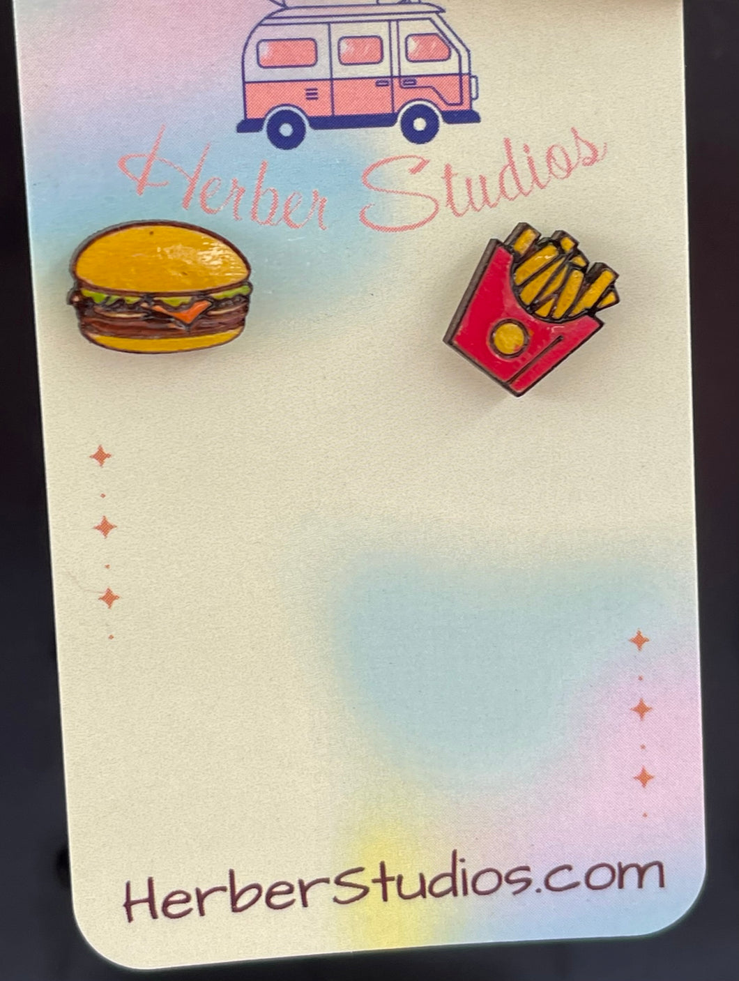 Burger and Fries Stud Earrings