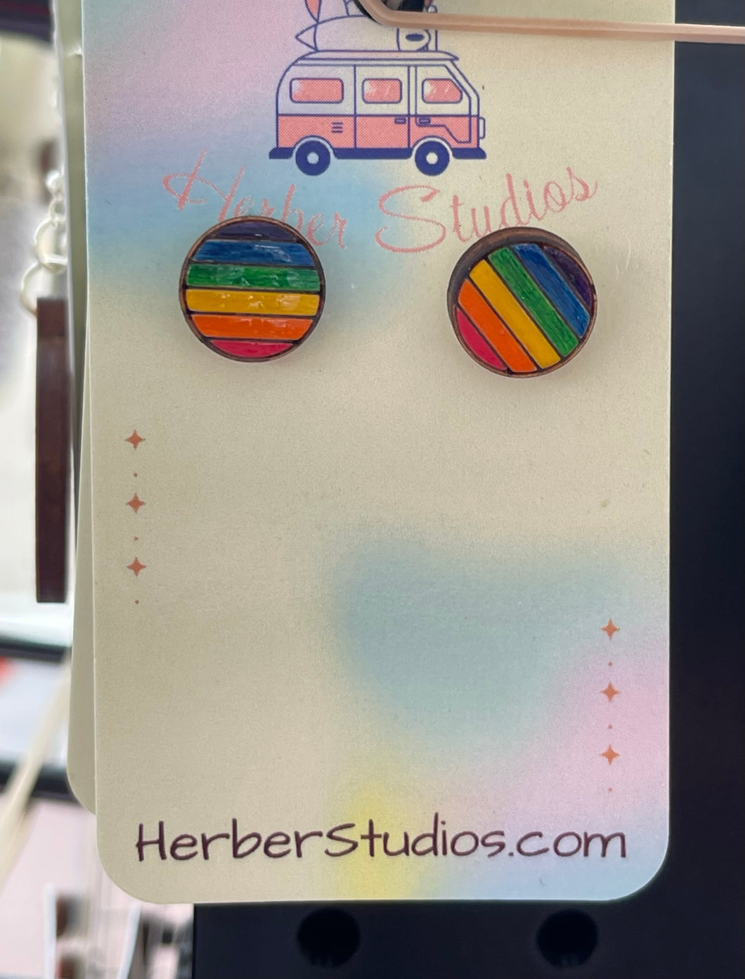 Rainbow Circle Stud Earrings