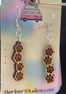 Dog Cat Lovers Earrings - Paw Prints Bar Drop