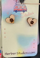Dog or Cat Lovers Earrings - Engraved Paw Heart