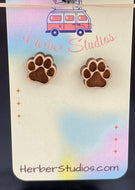 Dog or Cat Lovers Earrings - Engraved Paw Stud