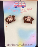 Cat Mom Earrings - Engraved Stud