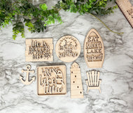 Lake Tier Tray Wood Blanks - Boat - Lighthouse - Lake Time Sign - Tiered Tray Decor - Lake Living - Adirondack Chair - Paint Set #3