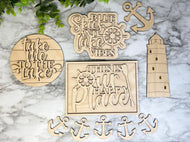 Lake Tier Tray Wood Blanks - Boat - Lighthouse - Lake Life - Tiered Tray Decor - Lake Vibes - This Is Our Happy Place Sign - Paint Set #5