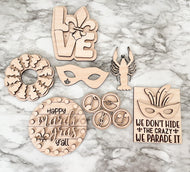 DIY Mardi Gras Tier Tray Wood Kit - Fat Tuesday Holiday Kitchen Decor -  Tiered Signs - Wood Craft Herber Studios