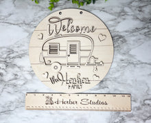 Load image into Gallery viewer, Personalized Camper Welcome Summer Sign WOOD BLANKS Kitsch Porch Sign DIY Paint Party Wine Party Vintage Retro
