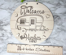 Load image into Gallery viewer, Personalized Camper Welcome Summer Sign WOOD BLANKS Kitsch Porch Sign DIY Paint Party Wine Party Vintage Retro
