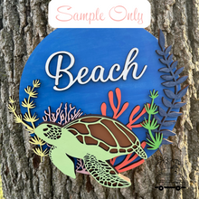 Load image into Gallery viewer, Turtle Beach Wood Sign WOOD BLANKS Door Hanger Ocean Turtles Coral Reef Blank DIY Paint Party
