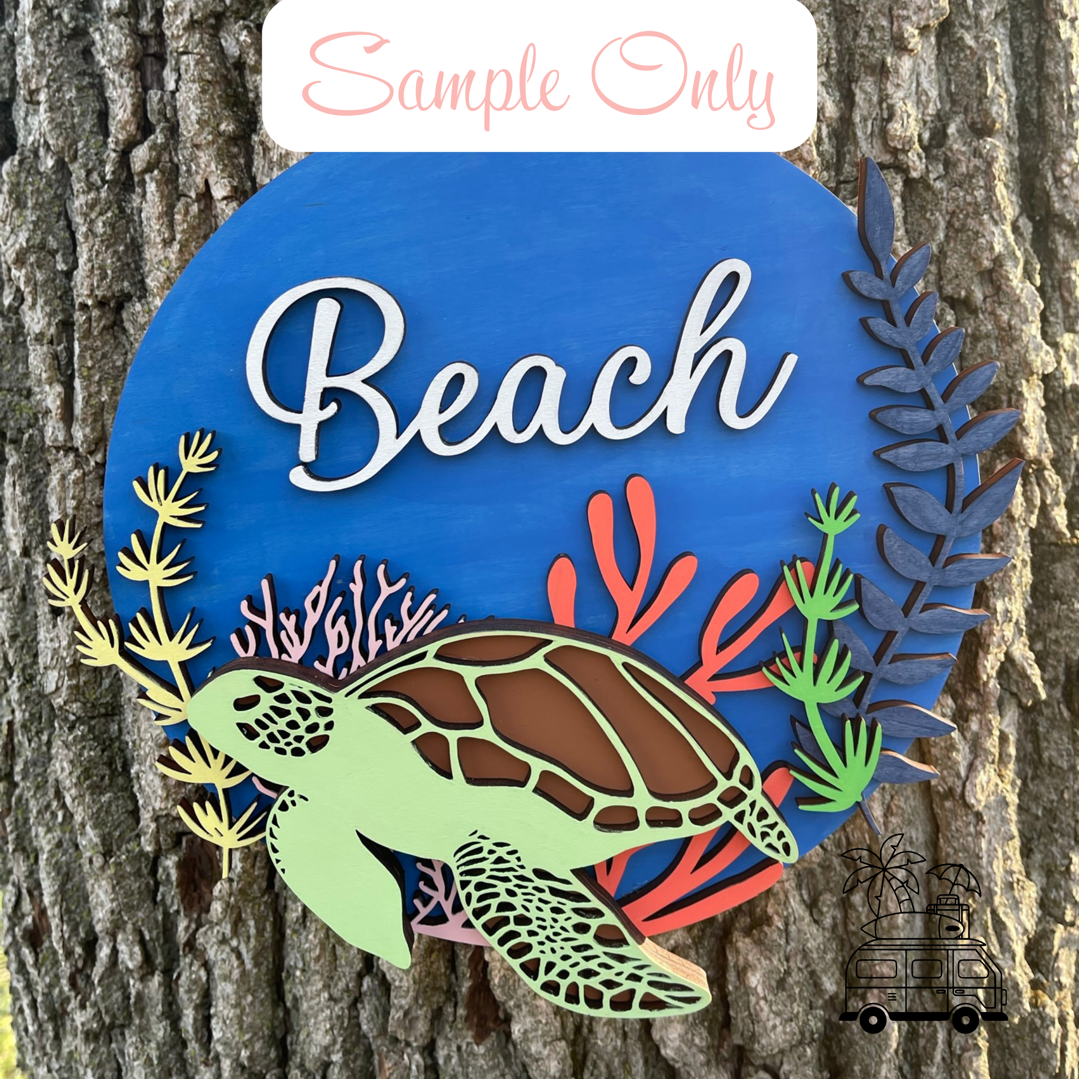 Turtle Beach Wood Sign WOOD BLANKS Door Hanger Ocean Turtles Coral