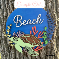 Turtle Beach Wood Sign WOOD BLANKS Door Hanger Ocean Turtles Coral Reef Blank DIY Paint Party