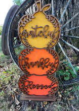 Load image into Gallery viewer, Fall Grateful Thankful Blessed Stacked Pumpkins Decoration Decor Porch Pumpkin Thanksgiving Halloween Herber Studios Layered Sign
