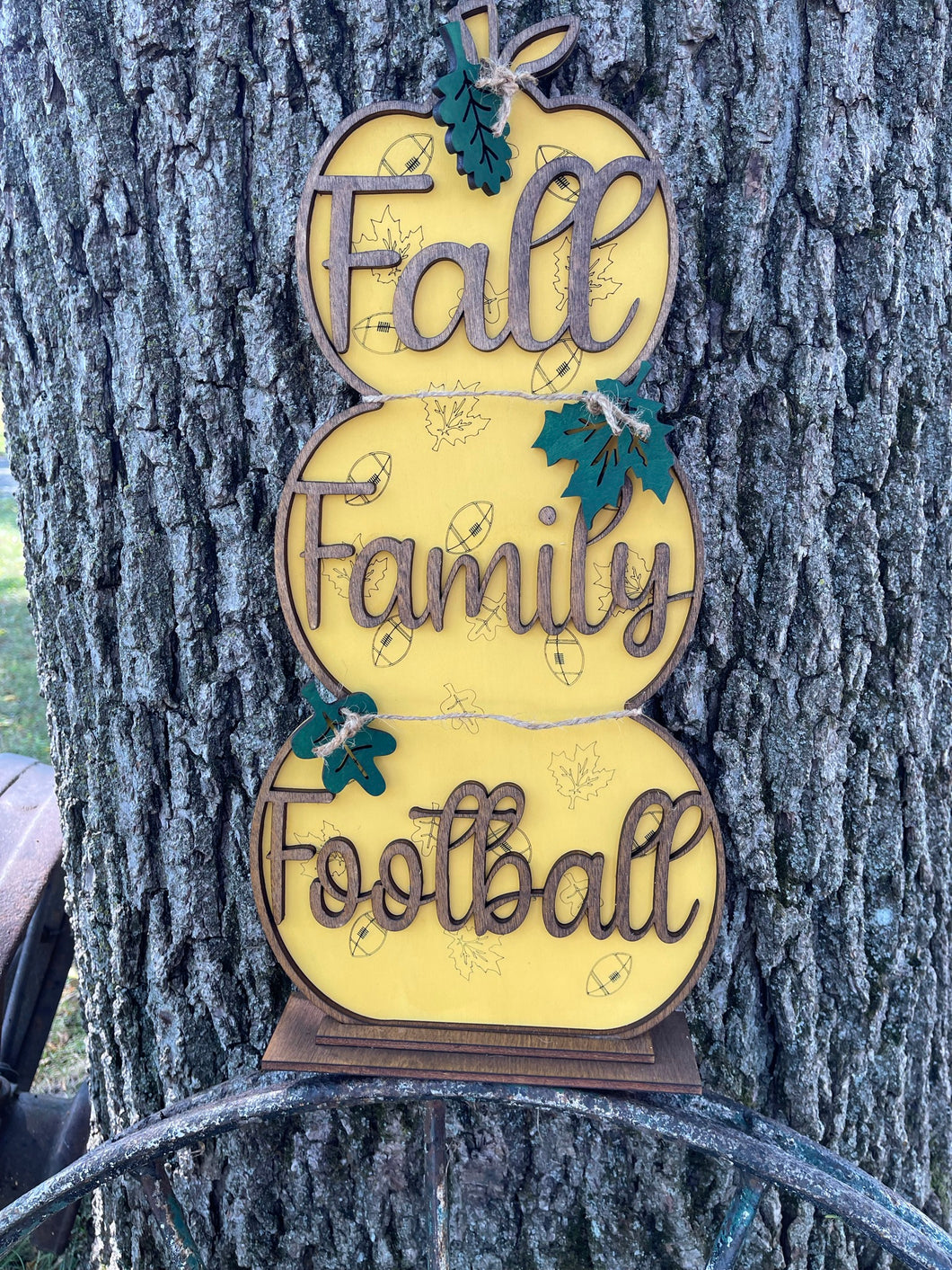 Fall Family Football Stacked Pumpkins - Choice of team colors