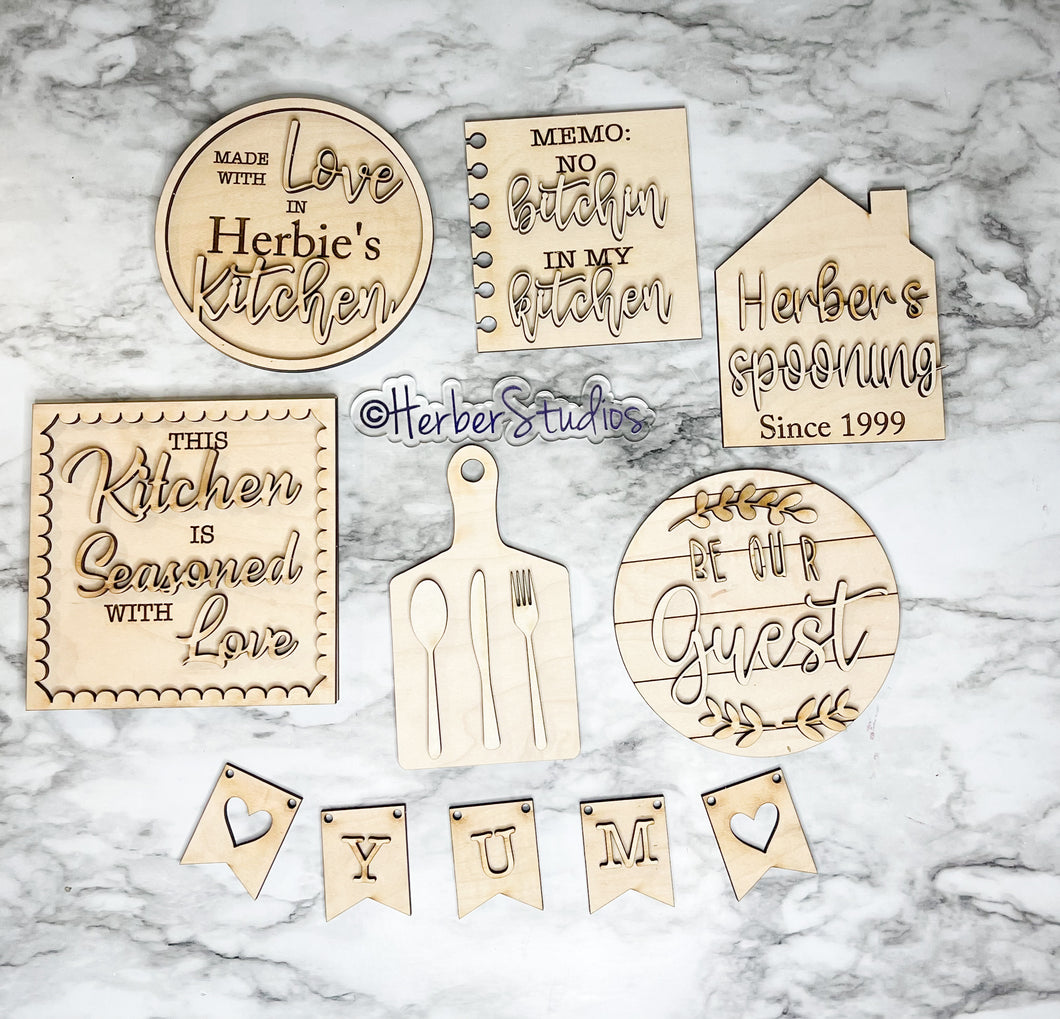 Kitchen Personalized Tier Tray DIY Kit - Kitchen Apartment Decoration - Tiered Tray Sign