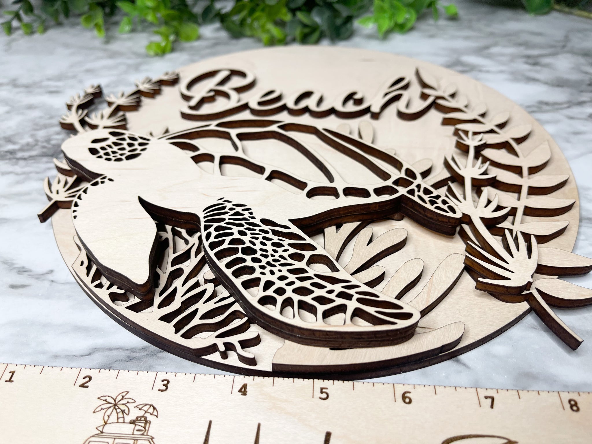 Turtle Beach Wood Sign WOOD BLANKS Door Hanger Ocean Turtles Coral