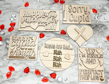 Load image into Gallery viewer, DIY ANTI - Valentine&#39;s Day Tier Tray Wood Kit - Holiday Kitchen Decor - Tiered Signs - Single AF Wood Craft Herber Studios
