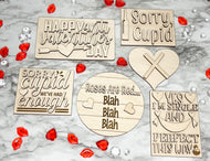 DIY ANTI - Valentine's Day Tier Tray Wood Kit - Holiday Kitchen Decor - Tiered Signs - Single AF Wood Craft Herber Studios