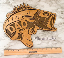 Load image into Gallery viewer, Dad Fishing Bass Wood 3D Sign - Father&#39;s Day Gift
