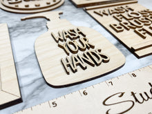 Load image into Gallery viewer, DIY Bathroom Tier Tray Wood Kit - Wash Hands Tiered Signs -  Wood Craft Herber Studios
