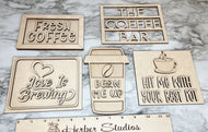 DIY Coffee Bar v2 Tier Tray Wood Kit - Coffee Bean To Go Cup Tiered Signs -  Wood Craft Herber Studios