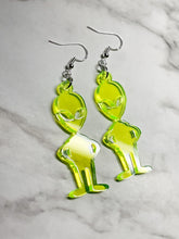 Load image into Gallery viewer, Alien Full Body Earrings - Acrylic Neon Green Jewelry Funky Fun
