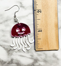 Load image into Gallery viewer, Double Layer JELLYFISH Earrings - So Fun So Funky - Pink and white - jewelry - ocean
