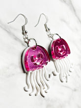 Load image into Gallery viewer, Double Layer JELLYFISH Earrings - So Fun So Funky - Pink and white - jewelry - ocean
