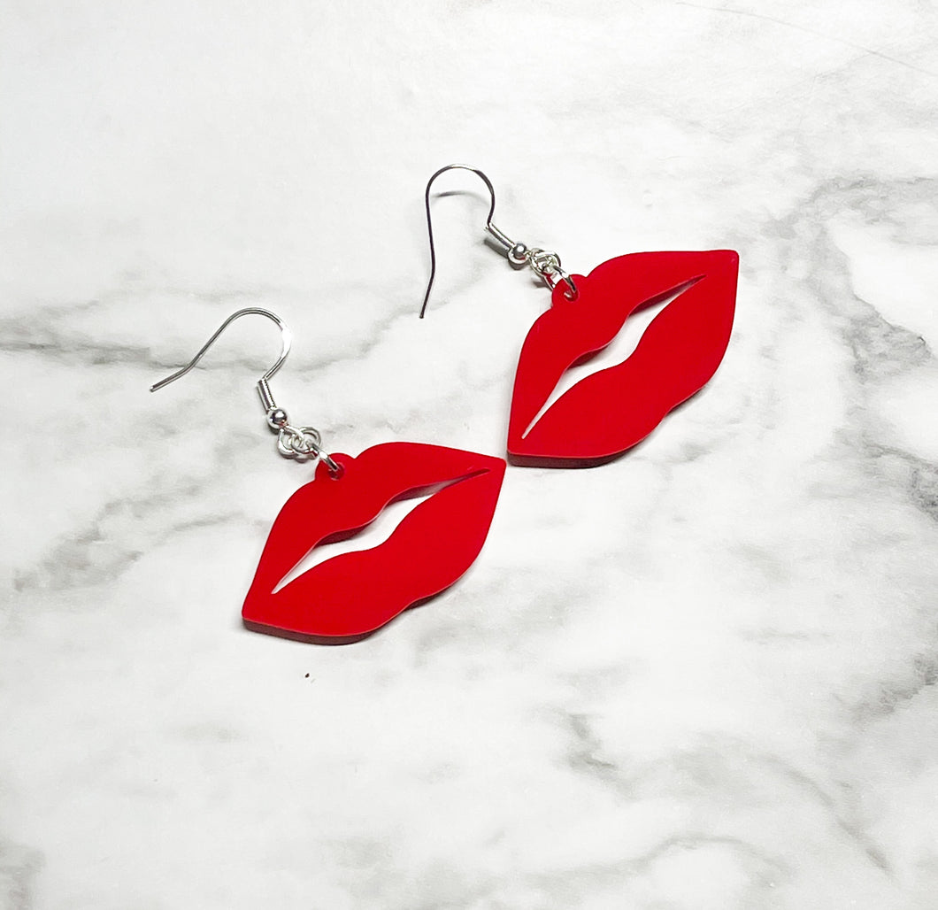Red Lips Acrylic Earrings - Sexy Funky Chic Jewelry